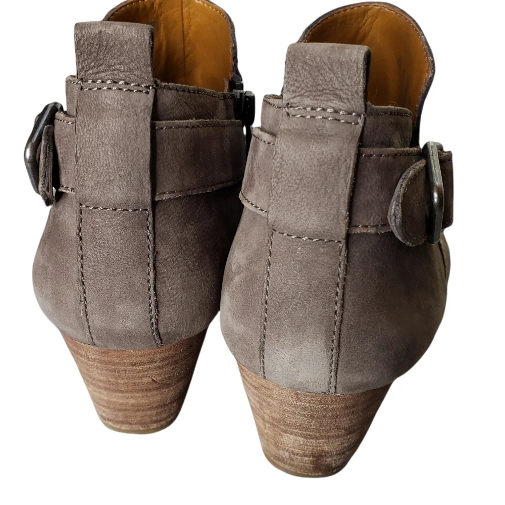 Franco Sarto Leather Western Country Booties Buckle Zip Prarie Farm Suede 9.5